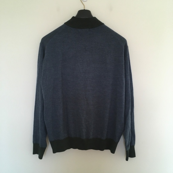 Peter Millar Striped 1/4 Zip Blue Green sweater XXL 100% Extrafine Merino Wool - Picture 6 of 14